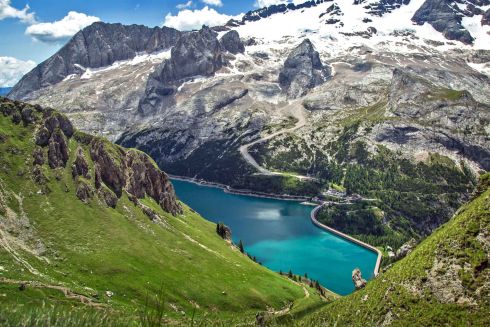 Glacier Marmolada and Lago di Fedaia
