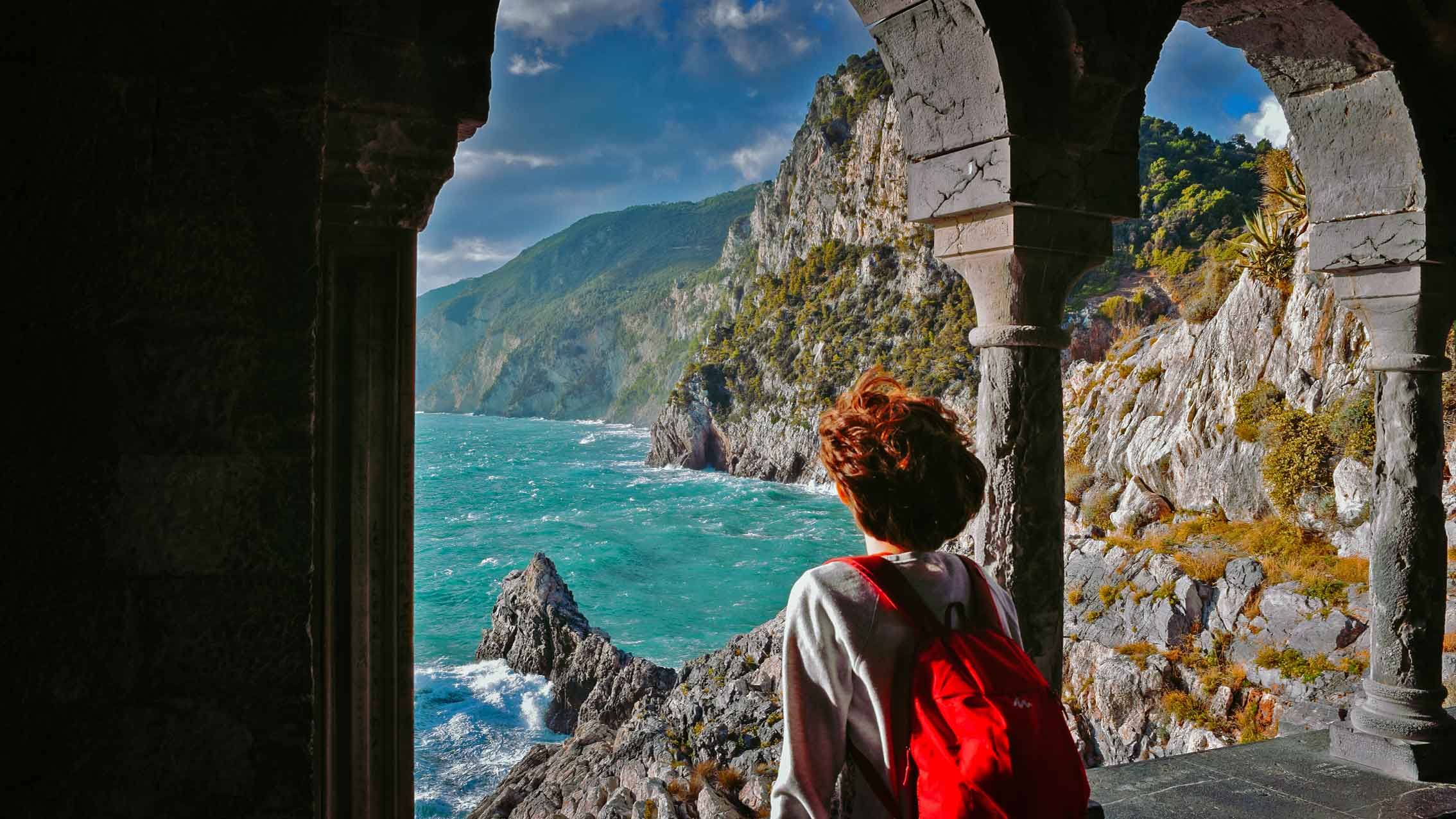 looking at the beauty of Mediterranean sea at Cinque Terre